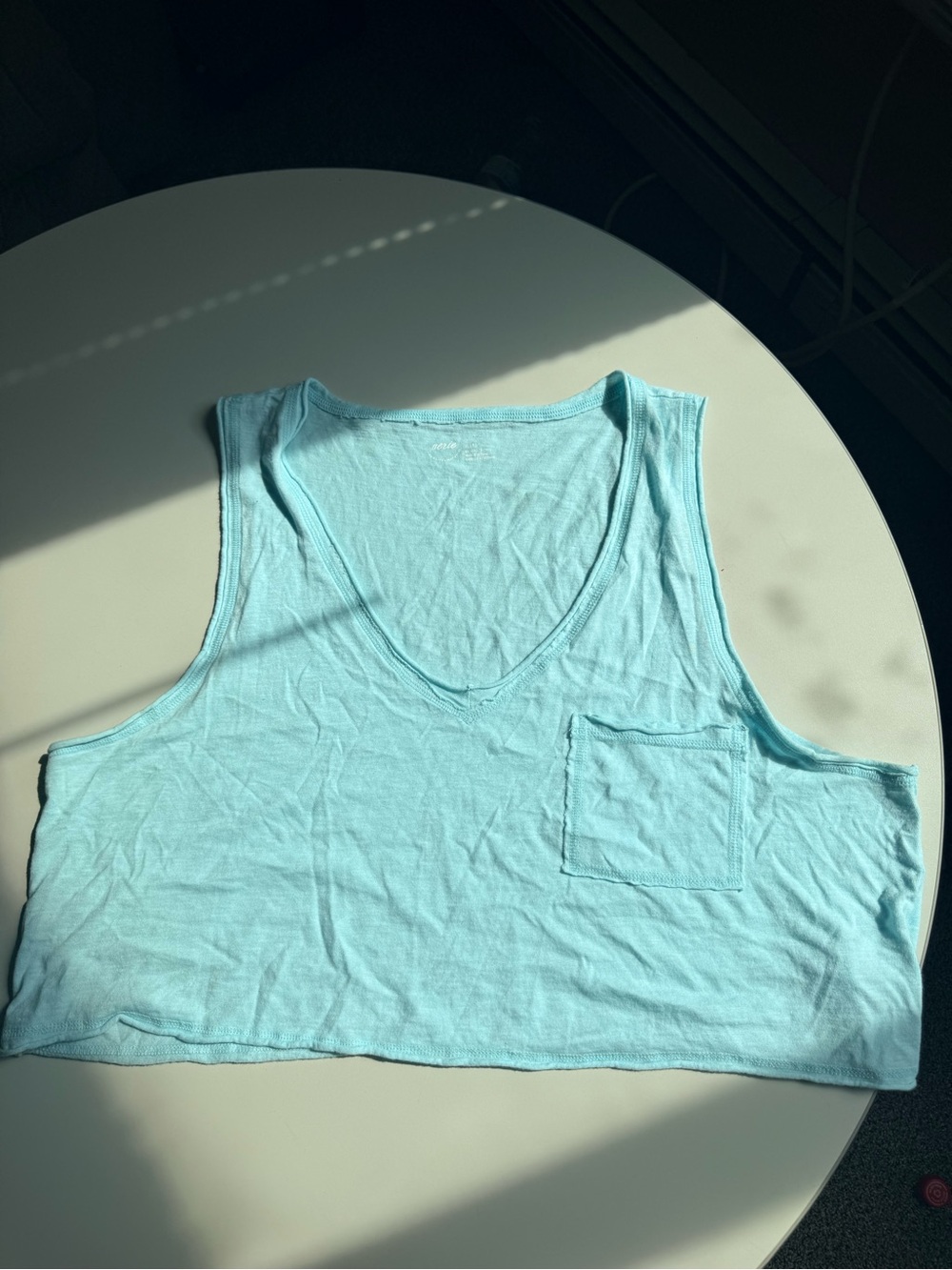 Aerie light blue v-neck cropped tank top with Pocket
